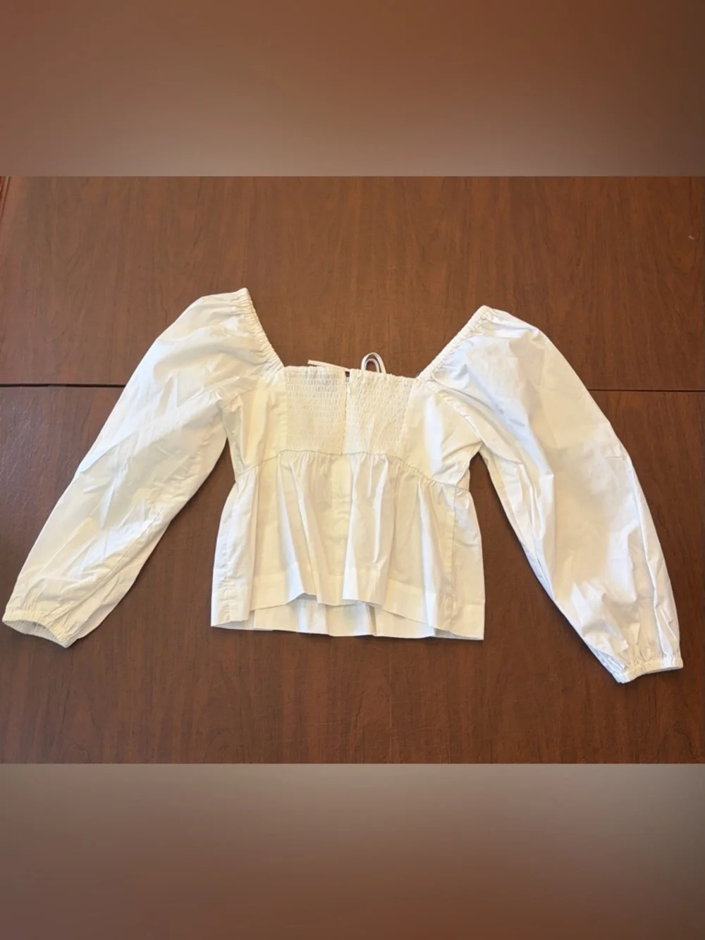 J. Crew White Square-Neck Peasant Blouse with Puff Sleeves